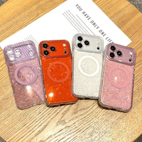 Étui de téléphone magnétique de luxe à texture coquille scintillante couleurs unies pour iPhone 17 16 15 Pro Max, compatible avec la recharge sans fil et antichoc