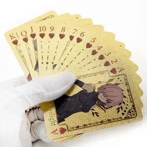Carta da poker in lamina d'oro personalizzata per poker in lamina d'oro impermeabile di alta qualità e squisita