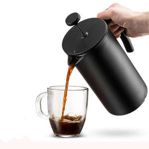 Logo personnalisé Presse <span class=keywords><strong>à</strong></span> café française noire Pichet <span class=keywords><strong>à</strong></span> café isolé <span class=keywords><strong>à</strong></span> double paroi <span class=keywords><strong>Cafetière</strong></span> <span class=keywords><strong>à</strong></span> presse française en acier inoxydable noir - Product Image 5