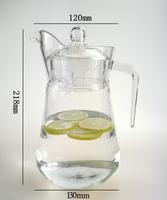 Carafe à eau froide et chaude en plastique PC transparent de 1,5 L avec couvercle et poignée pour usage domestique et commercial