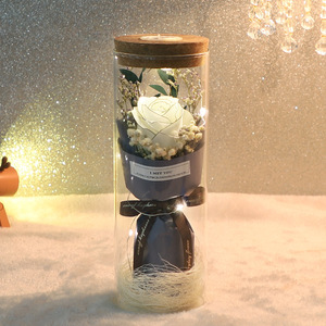 TC 2024 Nouveau Design <span class=keywords><strong>Chanson</strong></span> Rose Bouquet De Fleurs Artificielles Dans Un Bocal En Verre Pour La Vie Présent Savon Rose Feuilles De Fleurs Séchées Bouquet - Product Image 4