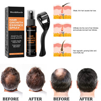 Spray de croissance des cheveux naturel 30 ml, traitement de repousse des poils de la barbe, huile avec dermaroller, sérum de croissance des cheveux biologique pour hommes