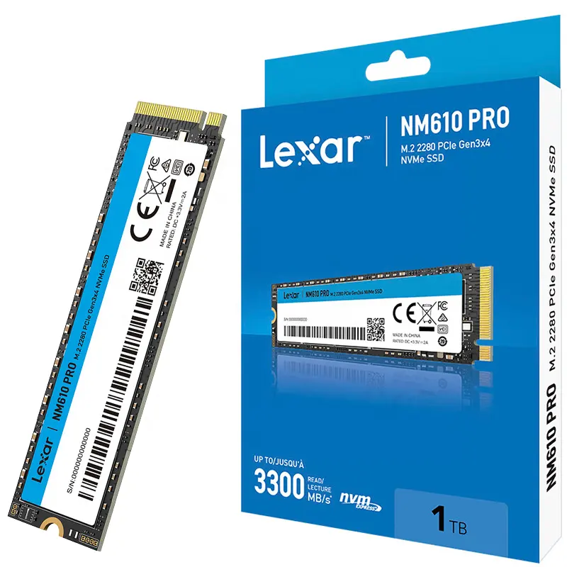 Lexar LNM610 PRO Solid State Disk M.2 Port 2280 PCle 4.0 Gen 3*4 NVMe SSD 500G/1T/2T, Solid State Drive untuk Desktop Laptop