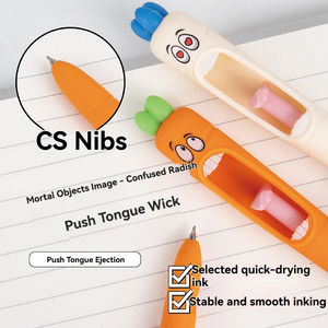 Bolígrafo de gel neutro con diseño de rábano confuso y forma de zanahoria, divertido, con lengua que sale al presionar, para oficina y material escolar - Product Image 4