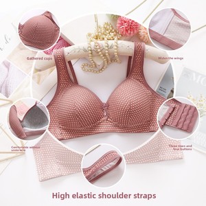 Soutien-gorge droit pour femmes d'âge moyen et âgées, <span class=keywords><strong>grande</strong></span> <span class=keywords><strong>taille</strong></span>, sans armatures, bonnet fin, push-up, quatre agrafes, imprimé, réglable - Product Image 2
