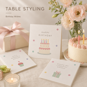 Biglietti d'Auguri Pieghevoli in Colori Pastello, Sfondo a Pois Colorato con Grafiche di Dolci Dessert per Cancelleria Personalizzata di Compleanno - Product Image 3