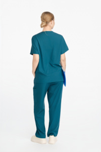 Tenue médicale unisexe décontractée à col <span class=keywords><strong>en</strong></span> V vert, séchage rapide, avec logo personnalisé pour le personnel médical – Modèle populaire - Product Image 5