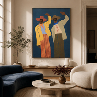 Peinture à l'huile sur toile peinte à la main, portrait abstrait moderne de personnage, œuvre d'art décorative, tableau mural pour la décoration du salon