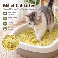 Litière pour chat en millet à base végétale, agglomérante rapide et jetable dans les toilettes, origine Hebei, formats 1kg et 5kg, vente en gros