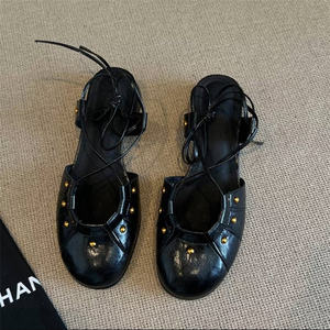 Mode d'été pour femmes Mary Jane chaussures de ballet de <span class=keywords><strong>rivière</strong></span> à sangle plate tissées à la main une ligne boucle sandales peu profondes - Product Image 5