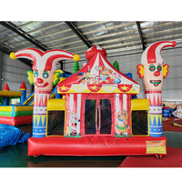 Toboggan Gonflable Double Piste Clown Park pour Location Extérieure, Château Gonflable pour Enfants, Fêtes d'Anniversaire et Activités Festives