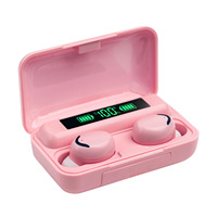 F9 TWS earbud In-Ear nirkabel untuk olahraga 5.3, headphone olahraga dengan kontrol gigi biru, tampilan Digital, indikator baterai