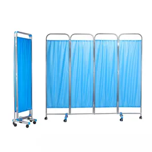 Foldable edelstahl 4 Folds medizinischen bildschirm krankenhaus ward anti-versickerung partition abschirmung folding screen mit räder