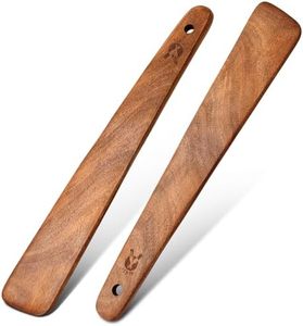 Juego de Utensilios de Cocina de Madera de Teca Natural de 2 Piezas, Antiadherentes, Incluye Cuchara para Sopa y Espátula para Café, Té y Cocina - Product Image 2