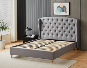Cabecero alto de tela tapizada, cama moderna con patas de madera, suave, tamaño doble King, <span class=keywords><strong>Queens</strong></span>, muebles al por mayor - Product Image 1