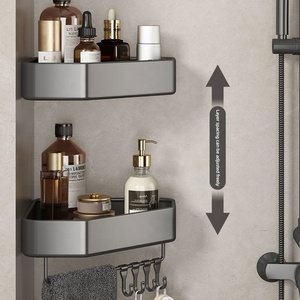 Panier <span class=keywords><strong>de</strong></span> <span class=keywords><strong>douche</strong></span> mural en métal pour salle <span class=keywords><strong>de</strong></span> bain, organisateur d'angle, panier <span class=keywords><strong>de</strong></span> rangement, étagère avec crochets - Product Image 6