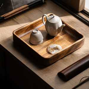 Walnut Wood Square <b>Tea</b> <b>Tray</b> Solid Wood Varnished Multifunction Storage <b>Tray</b> For <b>Tea</b> Set And Snacks - Product Image 1