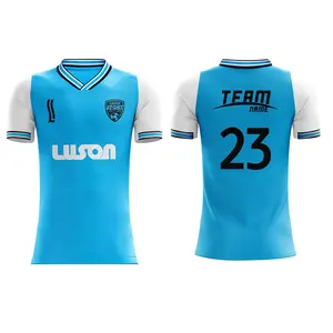 Luson özel futbol futbol forması Set üniforma beyaz mavi T Shirt toplu ithal özelleştirilmiş Charlotte futbol forması satılık