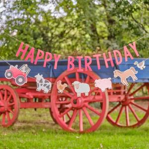 Modern 195-Piece Farm Animals Birthday Party Tableware Set Includes Hats Banner <b>Tablecloths</b> for 24 Guests - Product Image 4