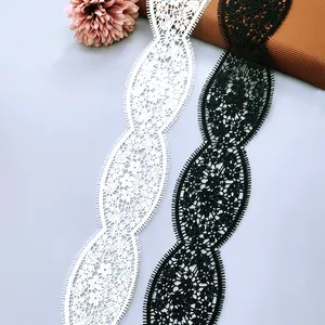 結婚式の装飾のためのレトロな中空の刺繍レーストリム黒と白のレーストリム縫製素材DIY工芸品、ラッピングギフト