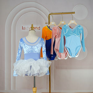 Populer modis anak perempuan anak-anak thong lengan panjang gadis beludru rok balet <span class=keywords><strong>leotard</strong></span> gaun kostum - Product Image 1