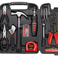 Ensemble d'outils à main multifonctionnels pour la maison, 145 pièces, avec étui rigide et acier au carbone, modèle 52122