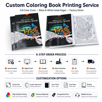 Impresión de Libros para Colorear Personalizados para Uso Comercial, Cubierta Brillante a Todo Color, Papel de Arte, Tamaño Personalizado, Páginas en Blanco y Negro, Encuadernación Perfecta, OEM