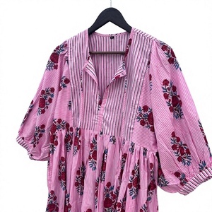 Floral Linen Knee-Length Short Sleeve <b>Loose</b> Waist Casual <b>Dress</b> with Digital Printing for Daily Wear - Product Image 2