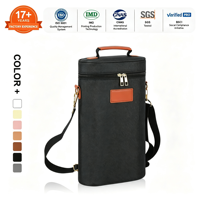 Fourre-tout pour 2 bouteilles de vin Sac de transport de bouteilles portable avec bandoulière rembourrée Sac isotherme étanche pour le vin