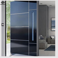 Porte métallique de sécurité moderne en aluminium de luxe Porte pivotante extérieure pour entrée principale résidentielle Porte d'entrée principale pour maison d'appartement Porte d'entrée