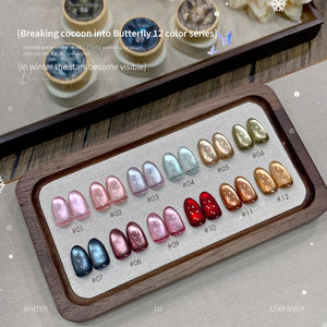 Venta al por mayor 12g 12 colores Glitter Glass Beads Cat Eye Gel Polish Start Set Galaxy Cat Eye Magnetic Gel Polish - Product Image 2