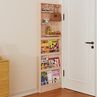 Organizador de Libros para Niños, Estante de Madera Natural para Montar en la Pared, Estante Estrecho para Libros Detrás de la Puerta para Sala de Estar
