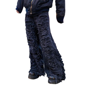 DIZNEW personalizado de buena calidad 2023 último diseño pantalones <span class=keywords><strong>vaqueros</strong></span> negros para hombre ropa de calle americana pantalones <span class=keywords><strong>vaqueros</strong></span> con barba de gato - Product Image 1