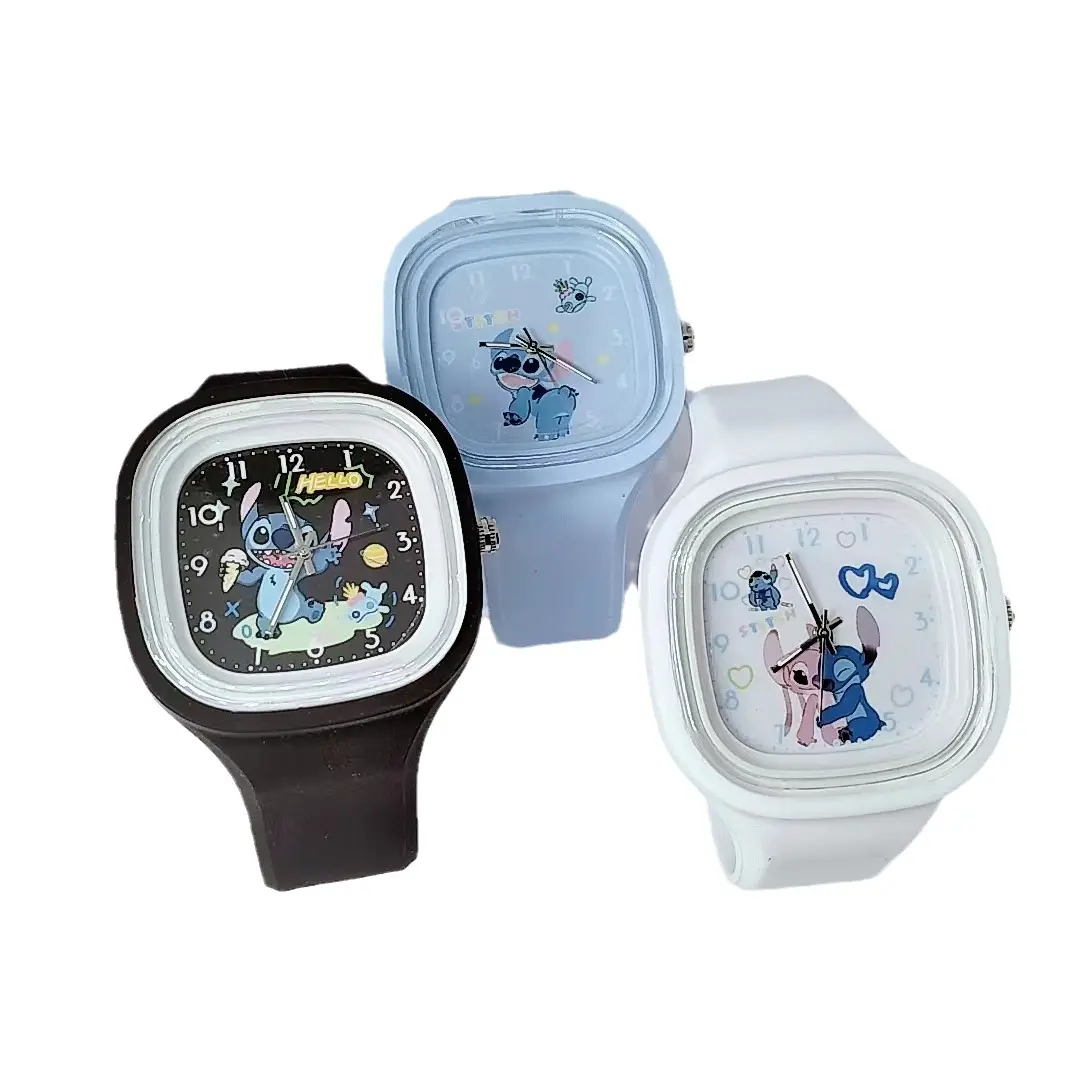 Nuevo reloj de moda para niños de dibujos animados reloj cuadrado de silicona sensible a la piel de alta calidad