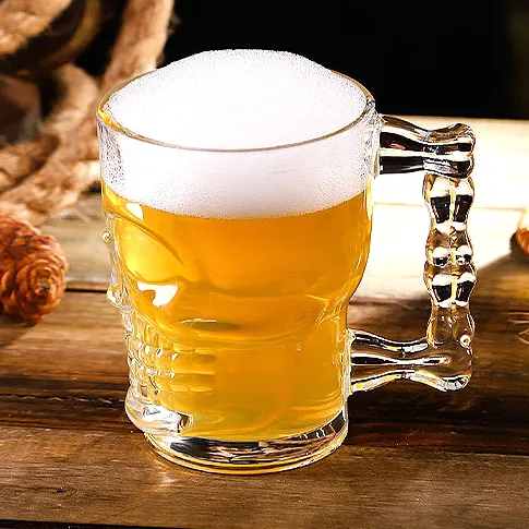 Toptan yeni tasarım cadılar bayramı makinesi kurşun ücretsiz 16oz viski votka kristal kafatası bira bardağı