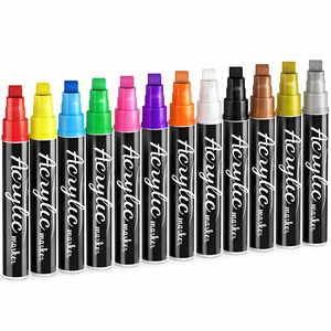 Rotulador Acrílico de 10 mm, 12 Colores, Tinta Permanente Impermeable, Rotulador Jumbo para Pósteres, Punta Oblicua/Plana, Logotipo Personalizado, Papelería, Precio de Fábrica - Product Image 1