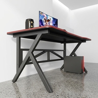 Table de jeu de bureau moderne en gros, cadre épais en forme de K, design rainuré, bureau d'ordinateur pour esports