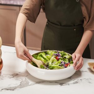 Mangkuk Salad bambu alami, mangkuk saji besar, mangkuk ringan putih untuk makanan ringan, wadah buah untuk dekorasi dapur - Product Image 4