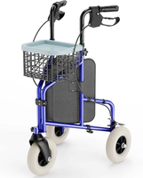 Déambulateur pliable à 3 roues pour personnes âgées avec panier, chariot de courses léger pour seniors, idéal pour les courses quotidiennes en extérieur