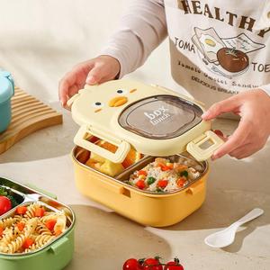 Boîte à lunch isotherme en acier inoxydable <span class=keywords><strong>de</strong></span> 900 ml, durable, motif dessin animé, pour enfants, compatible micro-ondes, avec couverts, pour l'école - Product Image 3