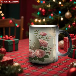 Magic Color Changing Mug 11oz <b>Ceramic</b> Heat Activated Frosted Black Novelty Gift <b>Cup</b> - Product Image 2