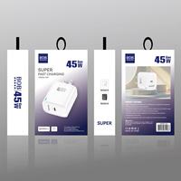 Chargeur rapide USB-C 45W avec prise EU/US, chargeur rapide USB Type-C PD, adaptateur de voyage USB-C 45W pour téléphone portable