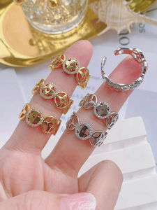 Anelli seguace da uomo regolabili alla moda oro giallo rodio argento placcato con zircone materiale principale gioielli in ottone - Product Image 2