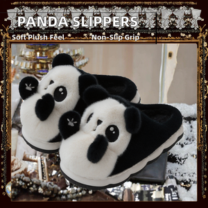 Chaussons d'hiver pour femme, à bout fermé, en peluche motif panda, chauds, en coton épais, antidérapants en EVA, doux, rehaussants - Product Image 2