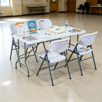 Table pliante en plastique de 6 pieds, table de salle à manger et de pique-nique en acrylique de 6 pieds, surface solide, longue et carrée, pliable