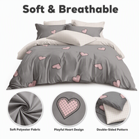 Parure de lit Polonaise Cœur Ludique Gris Rose Housse de couette pour Dropshipping UE Linge de lit en polyester doux