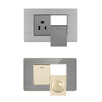 Interruptores de pared estándar americano FIKO 118 tipo gris + oro Panel de acero inoxidable 15A/20A/45A interruptores eléctricos de luz para el hogar
