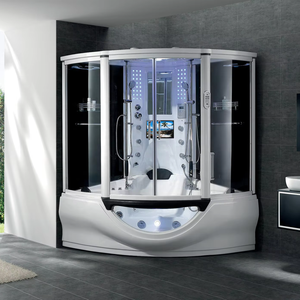 Cabina de <span class=keywords><strong>Ducha</strong></span> de Vapor <span class=keywords><strong>Interior</strong></span> de Lujo <span class=keywords><strong>para</strong></span> 2 Personas, Marco de Aluminio con Acabado Cepillado, Bañera de Hidromasaje con Jacuzzi <span class=keywords><strong>para</strong></span> Apartamento - Product Image 1