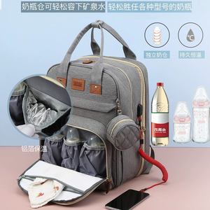 Wasserdichte Wickeltasche mit USB-Anschluss, Multifunktions-Rucksack, Reisebett, Mutterschaftstasche, tragbares Babybett - Product Image 5