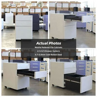 Petit piédestal moderne blanc pur à bord rond étroit Mobile 3 tiroirs de classeur sous le bureau en acier métal meubles de rangement de bureau